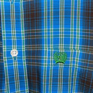 Boys size XXL blue plaid Cinch shirt